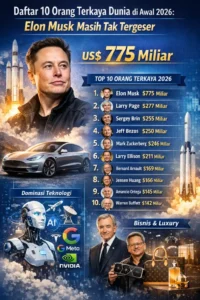 Read more about the article Daftar 10 Orang Terkaya Dunia di Awal 2026: Elon Musk Masih Tak Tergeser