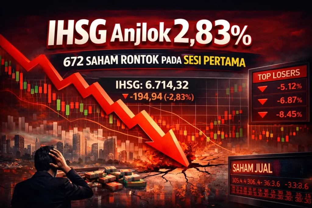 IHSG Anjlok 2,83%, 672 Saham Rontok pada Sesi Pertama Perdagangan